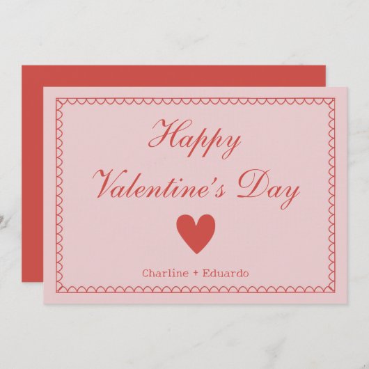 Happy Valentines Day Rosa Dankeskarte (Vorne/Hinten)