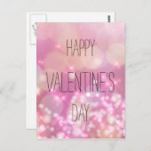Happy Valentine's Day - Rosa Glitzern Postkarte (Vorne/Hinten)
