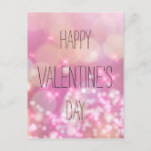 Happy Valentine's Day - Rosa Glitzern Postkarte (Vorderseite)