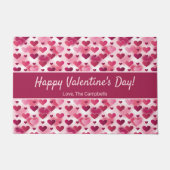 Happy Valentine's Day Rosa Herzen & Custom Text Fußmatte (Vorderseite)