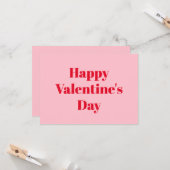 Happy Valentine's Day rosa moderne Typografie Karte (Vorderseite/Rückseite Beispiel)