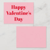 Happy Valentine's Day, Rosa moderne Typografie Mitteilungskarte (Vorne/Hinten)