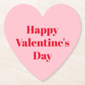 Happy Valentine's Day rosa moderne Typografie Untersetzer (Vorderseite)