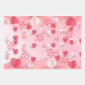 Happy Valentine's Day Rosa Rote Herzen Geschenkpapier Set (Vorderseite 2)