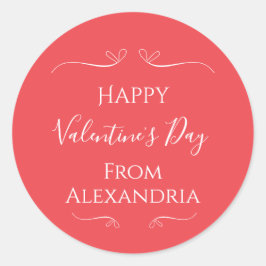 Happy Valentines Day Rosa Runder Aufkleber