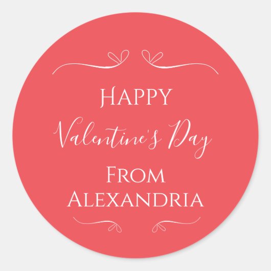 Happy Valentines Day Rosa Runder Aufkleber (Vorderseite)