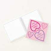 Happy Valentines Day Rosa und Lila Herzname Notizblock (Innenseite)