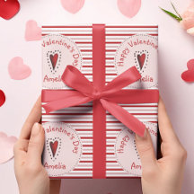 Happy Valentines Day Rosa und Rote Streifen