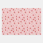 Happy Valentines Day Rosa und Rote Streifen & Herz Geschenkpapier Set (Vorderseite 3)