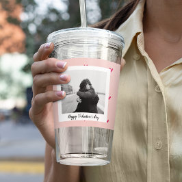 Happy Valentine's Day | Rosa und rotes Herz | Gesc Acryltrinkbecher