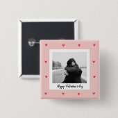 Happy Valentine's Day | Rosa und rotes Herz | Gesc Button (Vorne & Hinten)