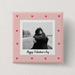 Happy Valentine's Day | Rosa und rotes Herz | Gesc Button