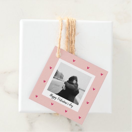 Happy Valentine's Day | Rosa und rotes Herz | Gesc Geschenkanhänger (Beispiel)