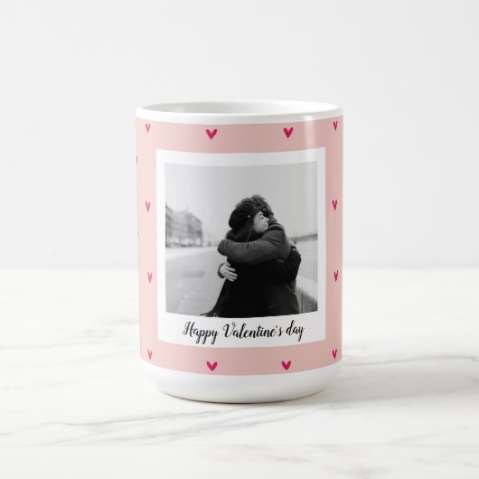 Happy Valentine's Day | Rosa und rotes Herz | Gesc Kaffeetasse (Mittel)