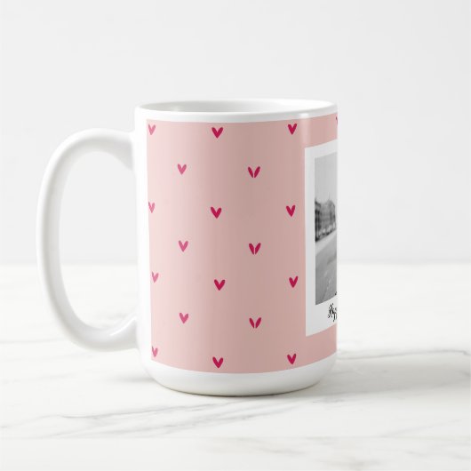 Happy Valentine's Day | Rosa und rotes Herz | Gesc Kaffeetasse (Links)