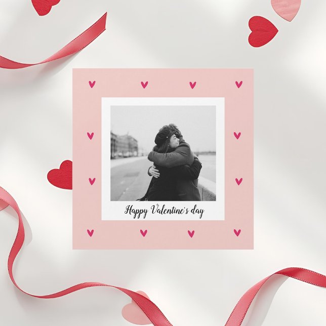 Happy Valentine's Day | Rosa und rotes Herz | Gesc Magnetkarte (Von Creator hochgeladen)