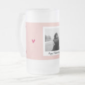 Happy Valentine's Day | Rosa und rotes Herz | Gesc Mattglas Bierglas (Vorderseite Links)