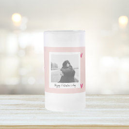 Happy Valentine's Day | Rosa und rotes Herz | Gesc Mattglas Bierglas