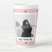 Happy Valentine's Day | Rosa und rotes Herz | Gesc Milchtasse (Vorderseite)