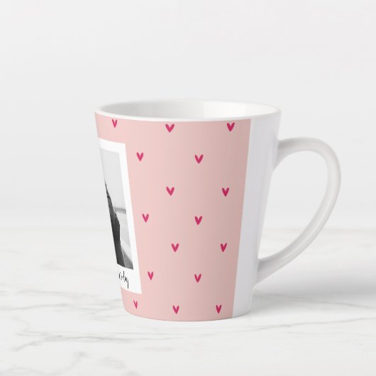 Happy Valentine's Day | Rosa und rotes Herz | Gesc Milchtasse (Rechts)