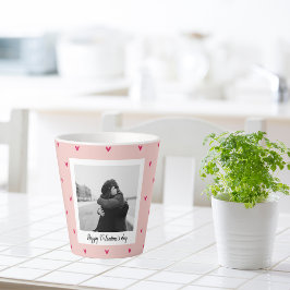 Happy Valentine's Day | Rosa und rotes Herz | Gesc Milchtasse