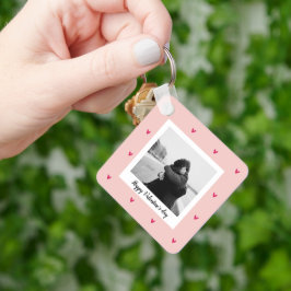 Happy Valentine's Day | Rosa und rotes Herz | Gesc Schlüsselanhänger