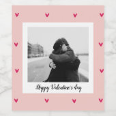 Happy Valentine's Day | Rosa und rotes Herz | Gesc Weinetikett (Einzelnes Label)