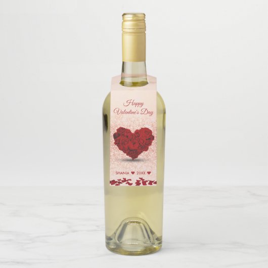 Happy Valentine's Day Rose Herz-Bouquet Flaschenanhänger (Auf Flasche)