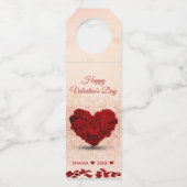 Happy Valentine's Day Rose Herz-Bouquet Flaschenanhänger (Vorderseite)
