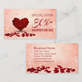 Happy Valentine's Day Rose Herz-Bouquet Rabattkarte (Vorne/Hinten)