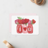 Happy Valentine's Day Rose Mason Jar Mitteilungskarte (Vorderseite/Rückseite Beispiel)