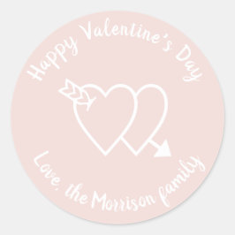 Happy Valentine's Day rösteln rosa Herzen Brauch Runder Aufkleber