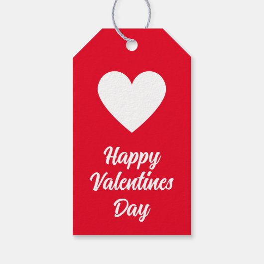 Happy Valentines Day rot und weiß Geschenkanhänger (Rückseite)