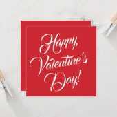 Happy Valentine's Day rot-weiß elegante Drehbuch Karte (Vorderseite/Rückseite Beispiel)