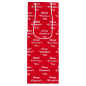 Happy Valentine's Day rot-weiß Muster niedlich Geschenktüte Für Weinflaschen (Vorderseite)