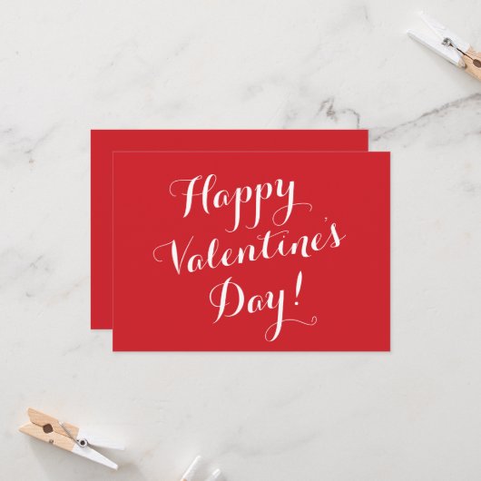 Happy Valentine's Day Rot-Weiß-Skript-Kalligraphie Karte (Vorderseite/Rückseite Beispiel)