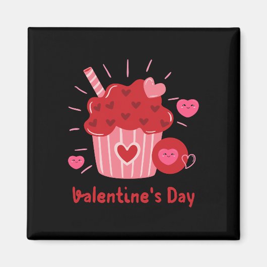 Happy Valentine's Day - Rote Herzen Niedliche Bild Magnet (Vorne)