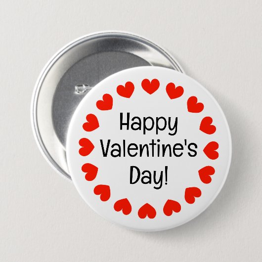 Happy Valentine's Day Rote Herzen Rundkreis Button (Vorne & Hinten)