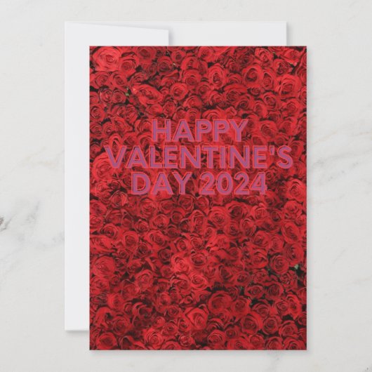 Happy valentine's day rote Rose Flat Holiday Card Feiertagskarte (Vorderseite)