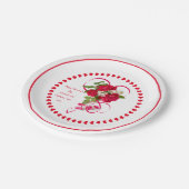 Happy Valentine's Day Rote Rose Foto & Ribbon Pappteller (Schrägansicht)