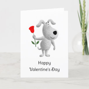 Happy Valentine's Day Rote Rose Hund Welpe Feiertagskarte