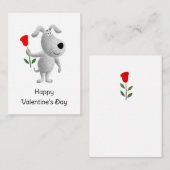 Happy Valentine's Day Rote Rose Hund Welpe Mitteilungskarte (Vorne/Hinten)