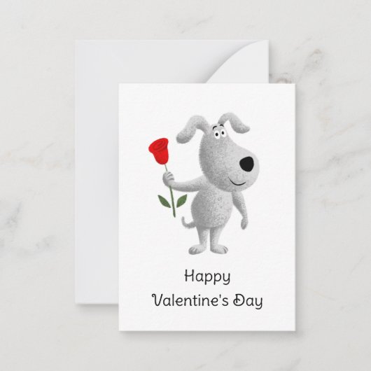 Happy Valentine's Day Rote Rose Hund Welpe Mitteilungskarte (Vorderseite)