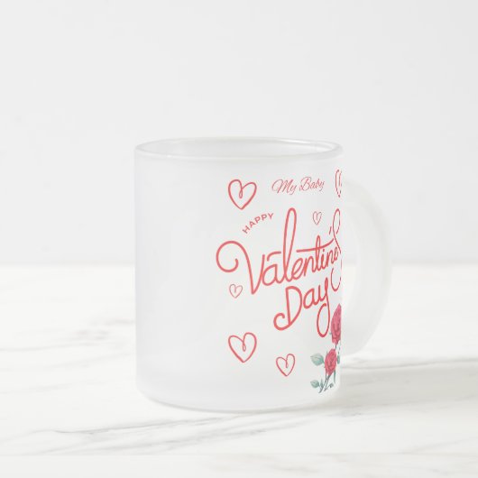 Happy Valentines Day Rote Rose Tasse (VorderseiteRechts)