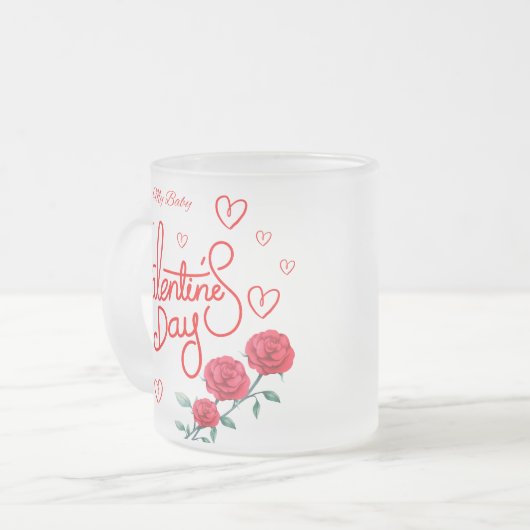Happy Valentines Day Rote Rose Tasse (Vorderseite Links)