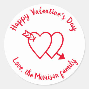 Happy Valentine's Day roten Herzen Custom Text Runder Aufkleber