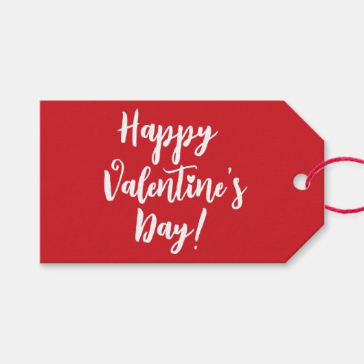 Happy Valentine's Day roten modernen Drehbuchtypog Geschenkanhänger (Vorderseite (Horizontal))