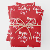 Happy Valentine's Day roten modernen Drehbuchtypog Geschenkpapier Set (Beispiel)