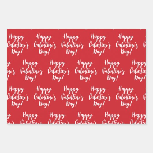Happy Valentine's Day roten modernen Drehbuchtypog Geschenkpapier Set (Vorderseite)