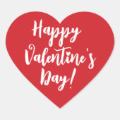 Happy Valentine's Day roten modernen Drehbuchtypog Herz-Aufkleber (Vorderseite)